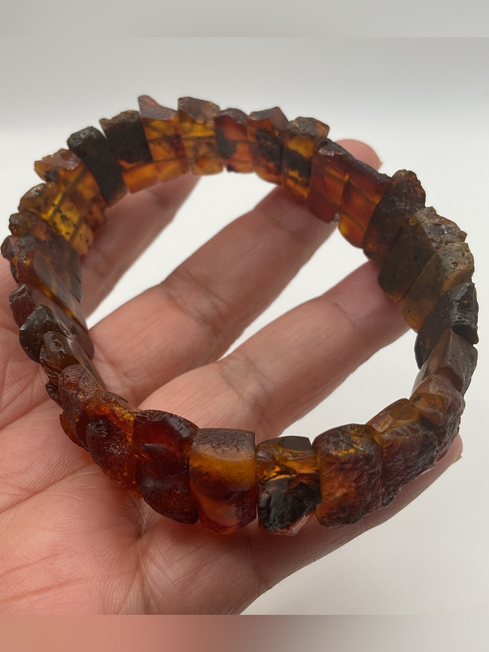 Raw Genuine Polish Baltic Amber Chunky Beaded Stretch Bracelet/ Estate Sale